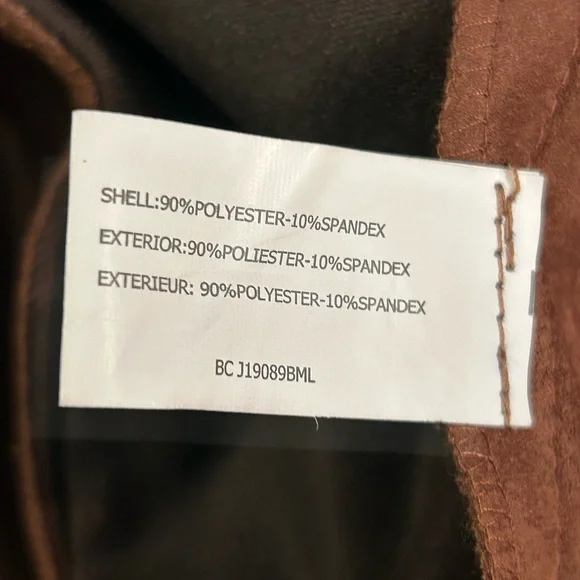 Mahogany Brown Military Style Faux Leather Jacket EUC SZ 10 Fitted Slimming - Picture 3 of 9